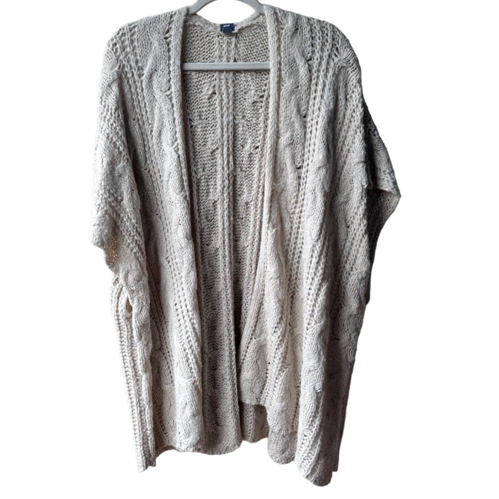 Aerie Oatmeal Poncho Cream Knit Slouchy Oversized Mohair Blend Cardigan